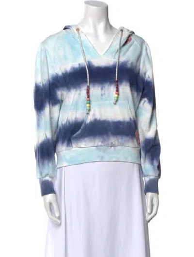 Pre-owned Loveshackfancy Tie-dye Print V-neck Blouse In Blue