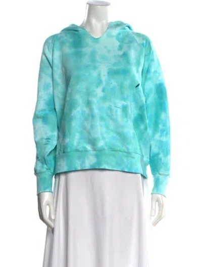 Pre-owned Loveshackfancy Tie-dye Print V-neck Hoodie In Blue