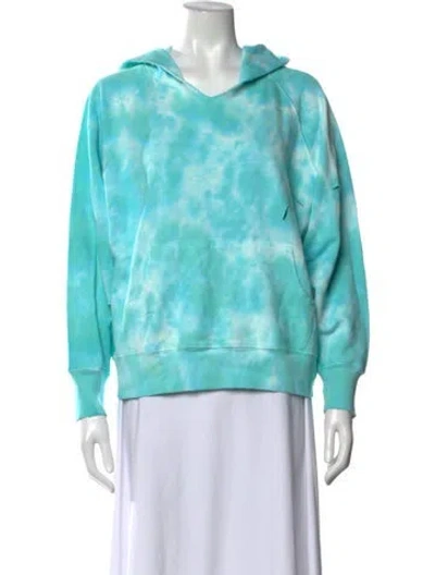 Pre-owned Loveshackfancy Tie-dye Print V-neck Hoodie In Blue
