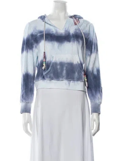 Pre-owned Loveshackfancy Tie-dye Print V-neck Hoodie In Blue