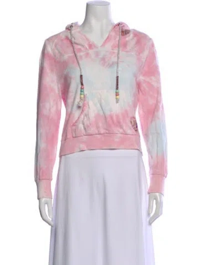 Pre-owned Loveshackfancy Tie-dye Print V-neck Hoodie In Pink