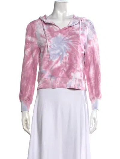 Pre-owned Loveshackfancy Tie-dye Print V-neck Hoodie In Pink