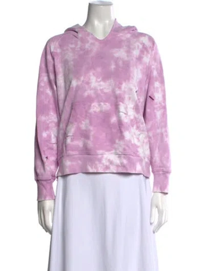 Pre-owned Loveshackfancy Tie-dye Print V-neck Hoodie In Pink