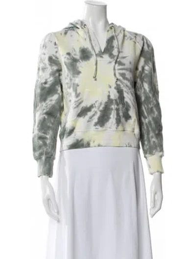 Pre-owned Loveshackfancy Tie-dye Print V-neck Hoodie W/ Tags In Blue