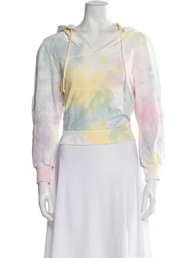 Pre-owned Loveshackfancy Tie-dye Print V-neck Hoodie In Yellow