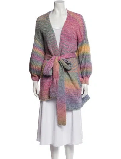 Pre-owned Loveshackfancy Tie-dye Print V-neck Sweater In Purple