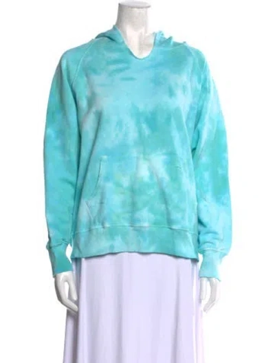 Pre-owned Loveshackfancy Tie-dye Print V-neck Sweatshirt In Blue
