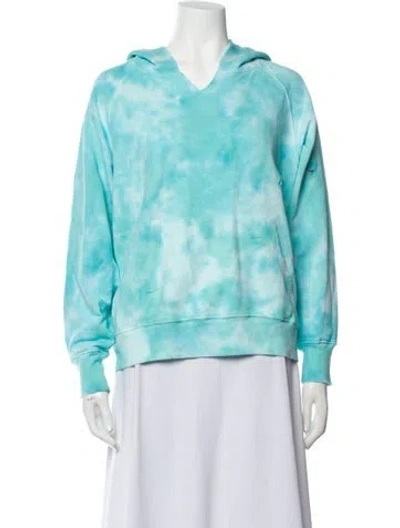 Pre-owned Loveshackfancy Tie-dye Print V-neck Sweatshirt In Blue