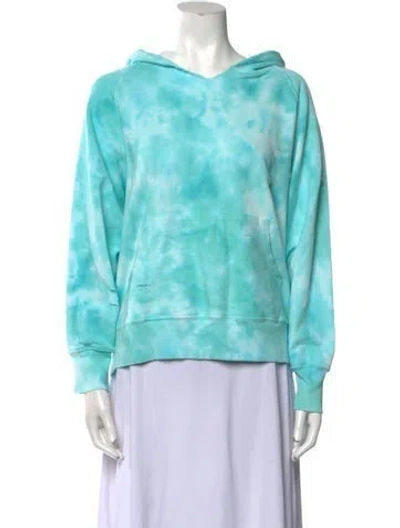 Pre-owned Loveshackfancy Tie-dye Print V-neck Sweatshirt In Green