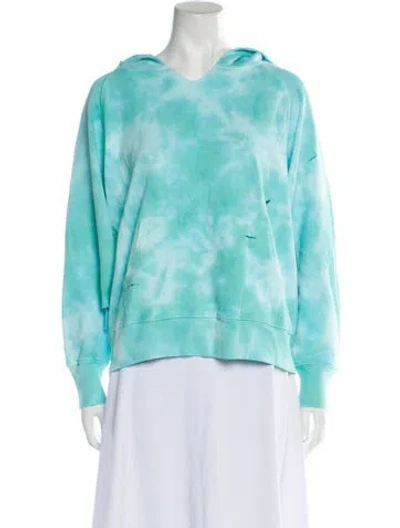 Pre-owned Loveshackfancy Tie-dye Print V-neck Sweatshirt In Green