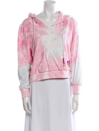 Pre-owned Loveshackfancy Tie-dye Print V-neck Sweatshirt In Pink