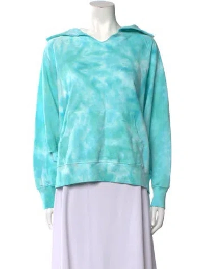 Pre-owned Loveshackfancy Tie-dye Print V-neck Sweatshirt W/ Tags In Blue
