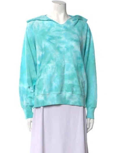 Pre-owned Loveshackfancy Tie-dye Print V-neck Sweatshirt W/ Tags In Blue