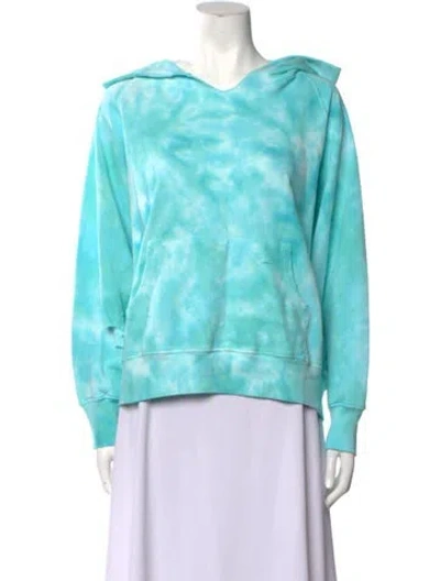 Pre-owned Loveshackfancy Tie-dye Print V-neck Sweatshirt W/ Tags In Blue