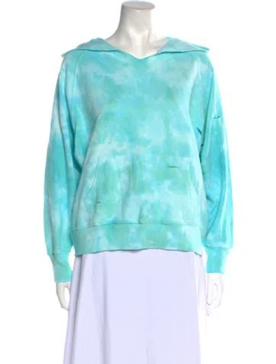 Pre-owned Loveshackfancy Tie-dye Print V-neck Sweatshirt W/ Tags In Green