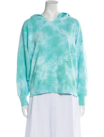 Pre-owned Loveshackfancy Tie-dye Print V-neck Sweatshirt W/ Tags In Green