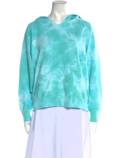 Pre-owned Loveshackfancy Tie-dye Print V-neck Sweatshirt W/ Tags In Green