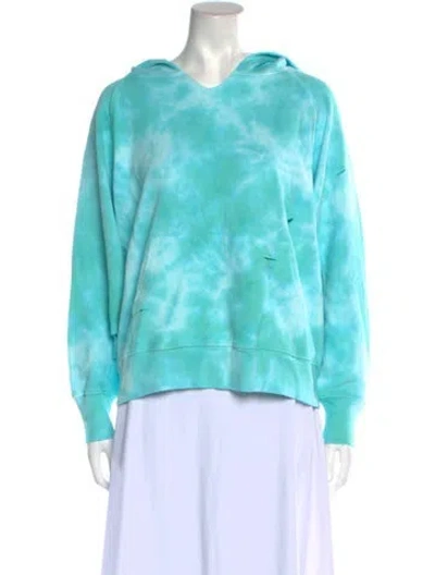 Pre-owned Loveshackfancy Tie-dye Print V-neck Sweatshirt W/ Tags In Green