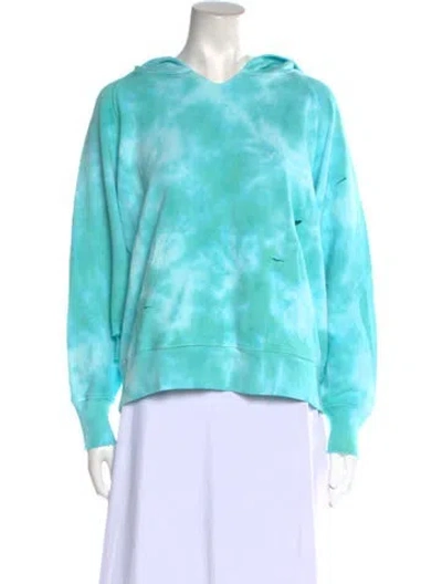 Pre-owned Loveshackfancy Tie-dye Print V-neck Sweatshirt W/ Tags In Green