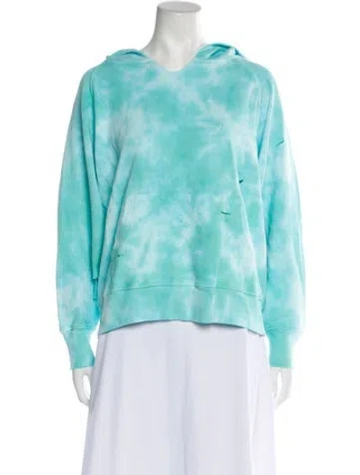 Pre-owned Loveshackfancy Tie-dye Print V-neck Sweatshirt W/ Tags In Green