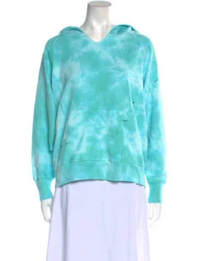 Pre-owned Loveshackfancy Tie-dye Print V-neck Sweatshirt W/ Tags In Green