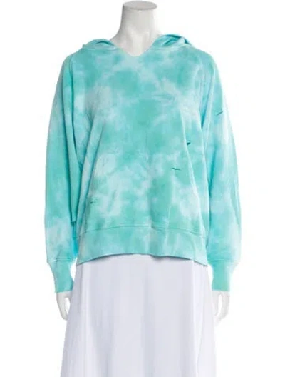 Pre-owned Loveshackfancy Tie-dye Print V-neck Sweatshirt W/ Tags In Green