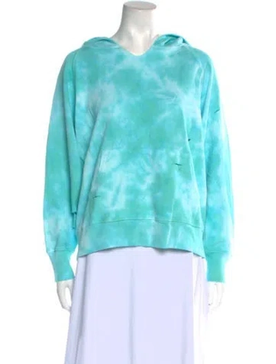 Pre-owned Loveshackfancy Tie-dye Print V-neck Sweatshirt W/ Tags In Green