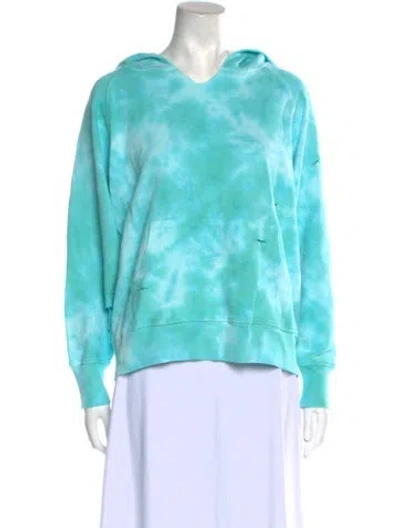Pre-owned Loveshackfancy Tie-dye Print V-neck Sweatshirt W/ Tags In Green