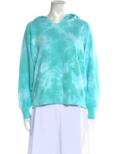 Pre-owned Loveshackfancy Tie-dye Print V-neck Sweatshirt W/ Tags In Green