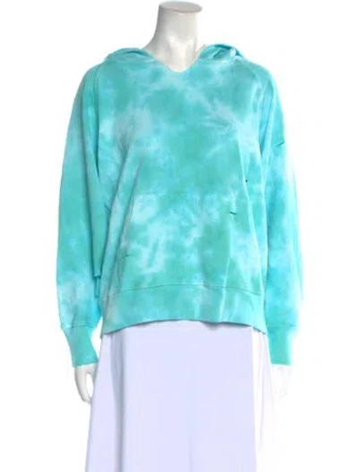 Pre-owned Loveshackfancy Tie-dye Print V-neck Sweatshirt W/ Tags In Green