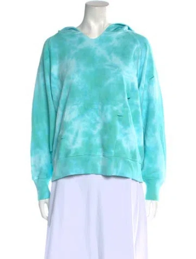 Pre-owned Loveshackfancy Tie-dye Print V-neck Sweatshirt W/ Tags In Green