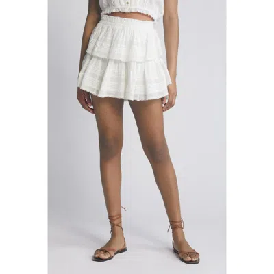 Loveshackfancy Tiered Ruffle Cotton Miniskirt In White