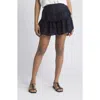 Loveshackfancy Tiered Ruffle Cotton Miniskirt In Black
