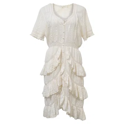 Loveshackfancy Tiered Ruffle Dress In Cream Cotton In White