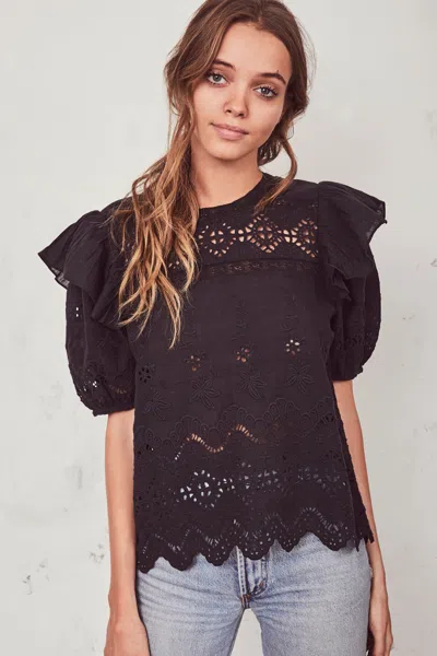 Loveshackfancy Tilda Top Black In Multi