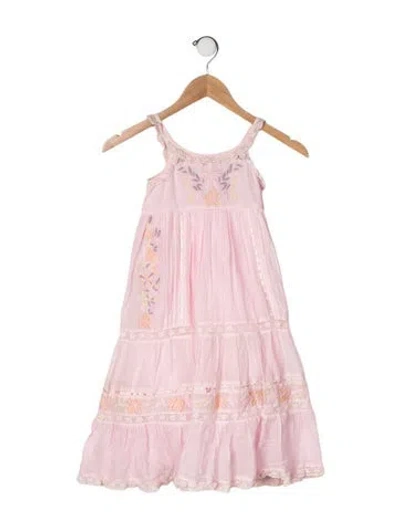 Pre-owned Loveshackfancy Babies' Toddler Girls' Embroidered Pattern Sleeveless Dress In Pink
