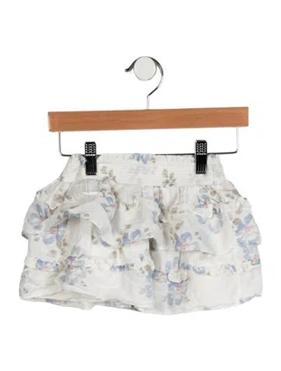 Pre-owned Loveshackfancy Babies' Toddler Girls' Floral Print Ruffled Skirt In Blue