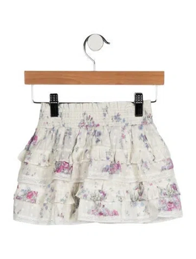 Pre-owned Loveshackfancy Babies' Toddler Girls Floral Print Ruffled Skirt In Neutrals