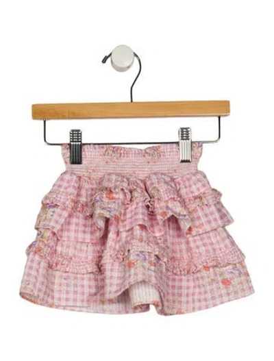Pre-owned Loveshackfancy Babies' Toddler Girls Floral Print Ruffled Skirt In Pink