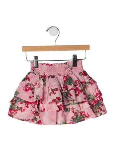 Pre-owned Loveshackfancy Babies' Toddler Girls' Floral Printed Mini Skirt In Pink