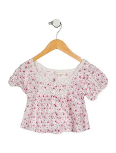Pre-owned Loveshackfancy Babies' Toddler Girls Floral Short Sleeve Top In Multi