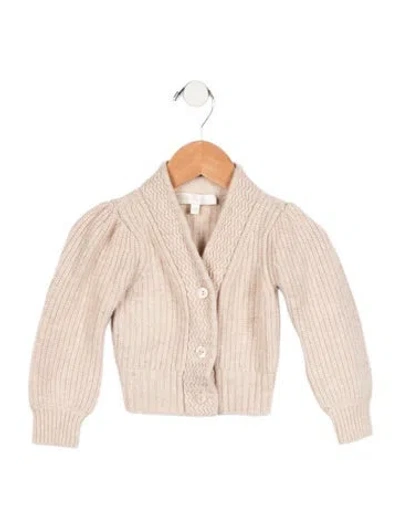 Pre-owned Loveshackfancy Babies' Toddler Girls' Knitted Button Up Cardigan In Neutrals
