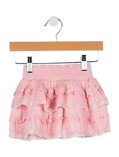 Pre-owned Loveshackfancy Babies' Toddler Girls' Lace Trim Ruffled Skirt In Pink