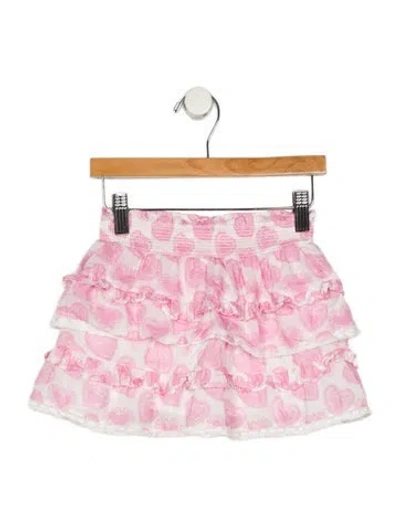 Pre-owned Loveshackfancy Babies' Toddler Girls Pattern Printed Pleated Skirt In Pink
