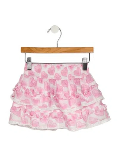 Pre-owned Loveshackfancy Babies' Toddler Girls Pattern Printed Pleated Skirt In Pink