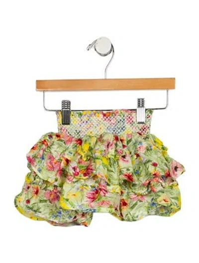 Pre-owned Loveshackfancy Babies' Toddler Girls' Patterned Ruffle Skirt In Green