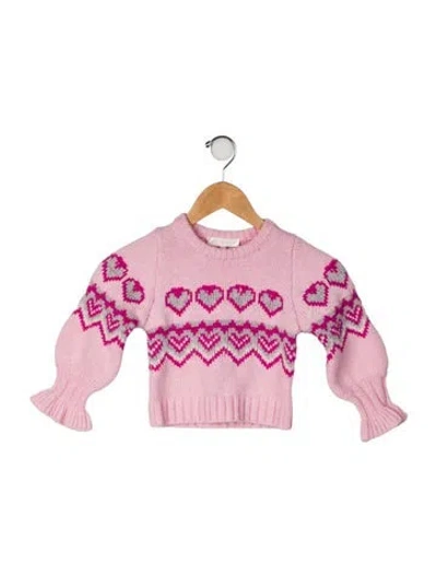 Pre-owned Loveshackfancy Babies' Toddler Girls' Patterned Woven Sweater In Pink