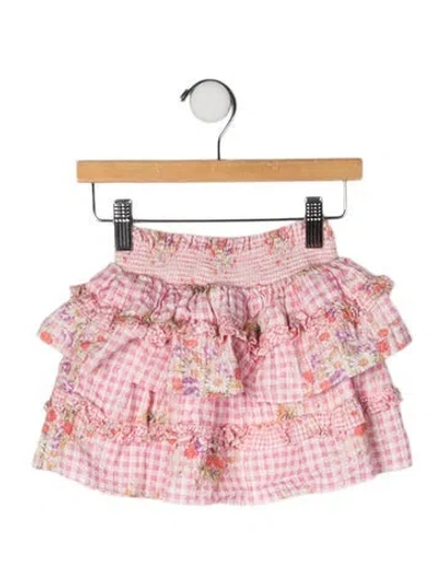 Pre-owned Loveshackfancy Babies' Toddler Girls' Plaid Pattern Mini Skirt In Pink