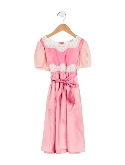 Pre-owned Loveshackfancy Babies' Toddler Girls' Pleated Lace Trim Dress In Pink