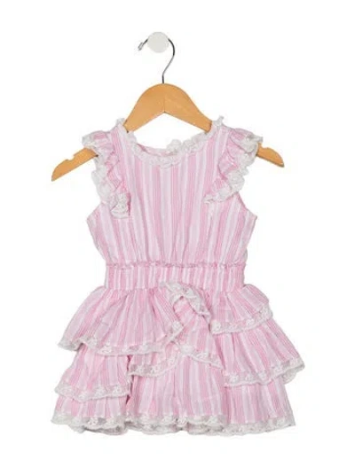 Pre-owned Loveshackfancy Babies' Toddler Girls Pleated Pattern Printed Dress In White